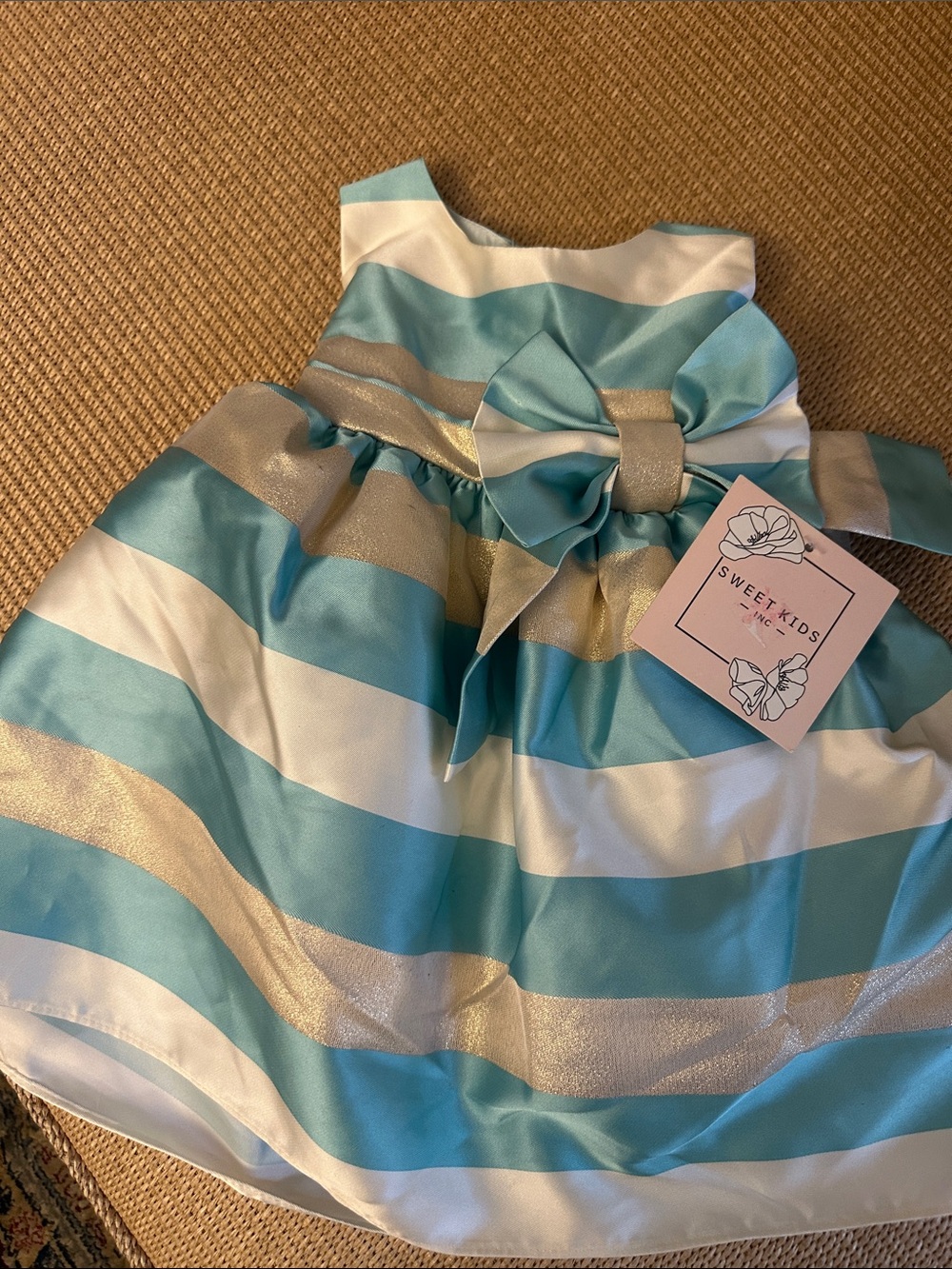Sweet Kids Blue & White Striped Bow Dress